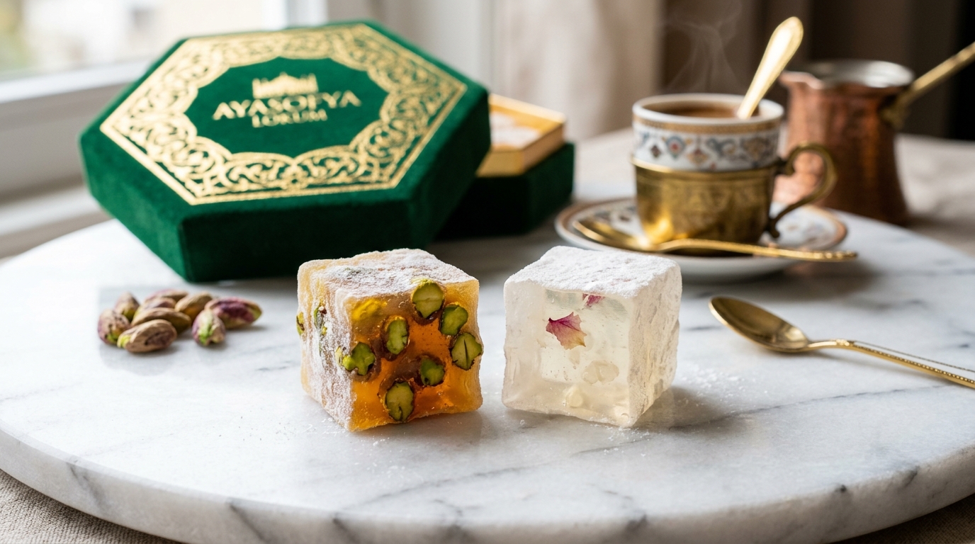 Artisanal non-sticky Ayasofya Turkish delight made with natural beet sugar for dental enamel and filling protection