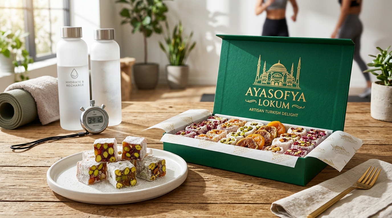 Ayasofya Turkish delight luxury box and pistachio delights as clean energy for athletic training